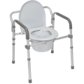 Aluminum Folding Commode with Padded Armrests