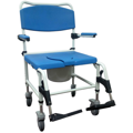 Bariatric Aluminum Rehab Shower Commode Chair with Two Rear-Locking Casters